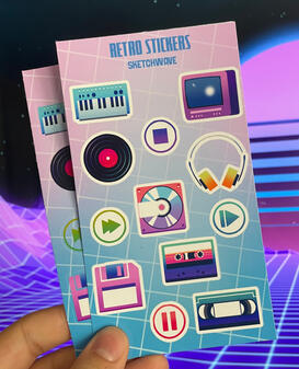 A sticker sheet with designs of outdated hardware