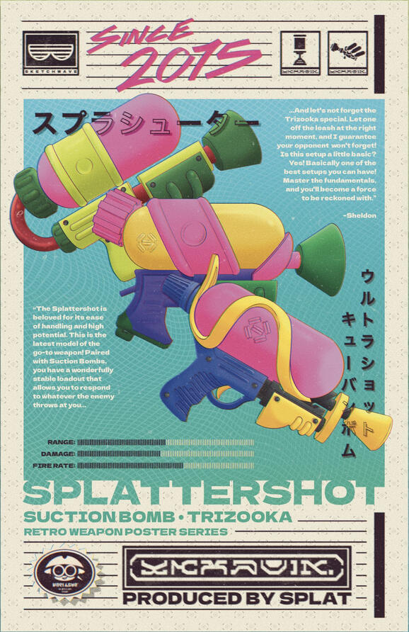 A poster design based off of a weapon from the game Splatoon